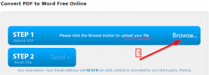 convert pdf to word step one upload
