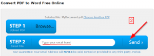 convert pdf to word step two enter email