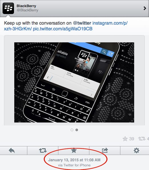 blackberry tweets from iphone