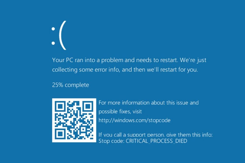 Blue screen of death