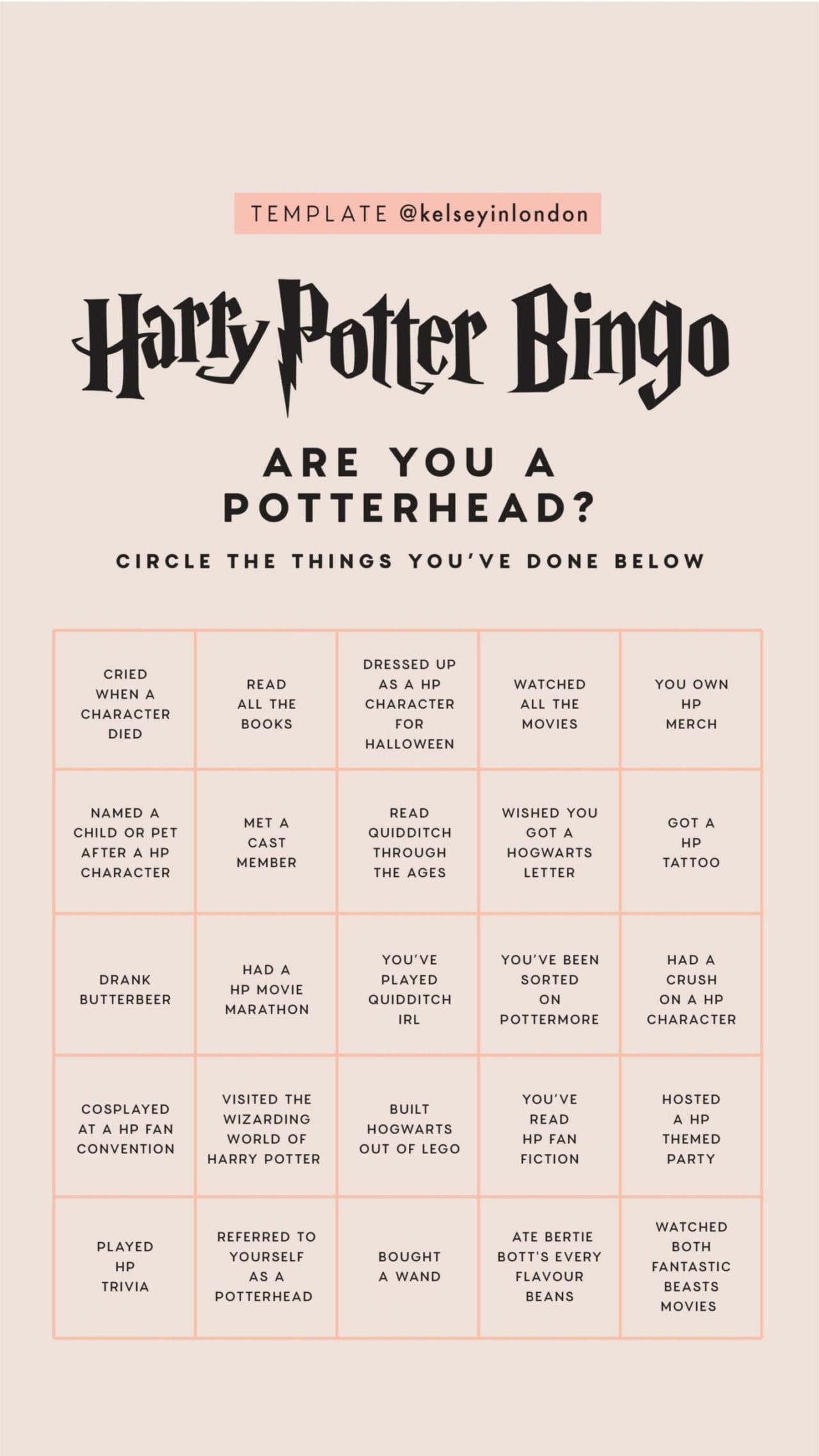 bingo challenge