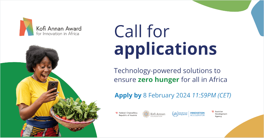 The Kofi Annan Award for Innovation in Africa is now open for applications