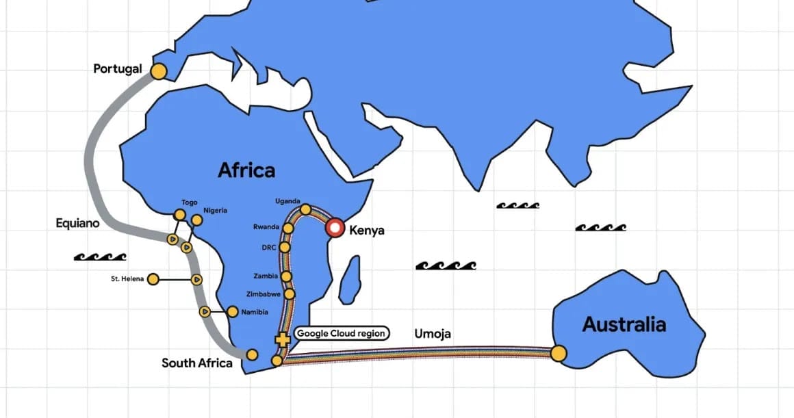 Google announces Umoja fiber optic cable connecting Africa to Australia