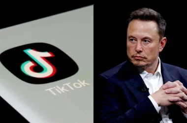 Image of Elon Musk and TikTok’s logo in a dynamic composition, symbolizing the potential acquisition.