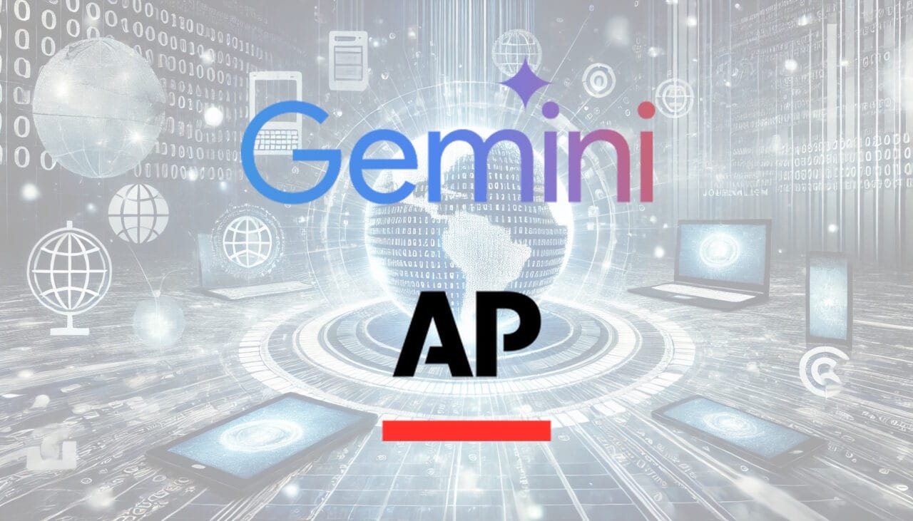 Google Gemini AI and Associated Press collaboration graphic.