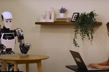 A robot using Google Gemini Robotics AI to perform complex tasks.