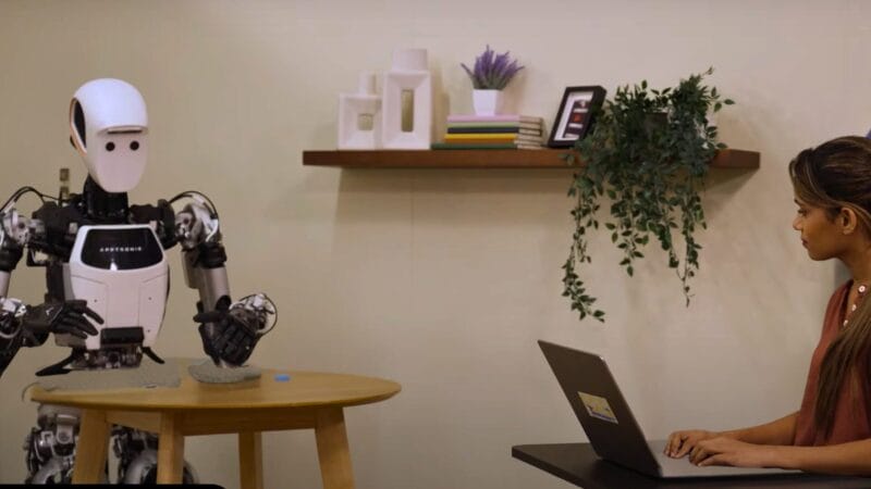 A robot using Google Gemini Robotics AI to perform complex tasks.