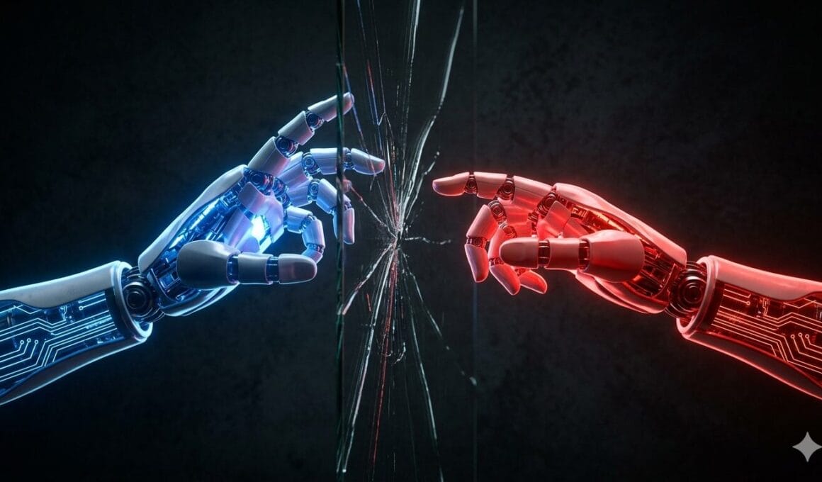 Meta logo and China flag illustration showing the blocked Manus AI acquisition deal in 2026