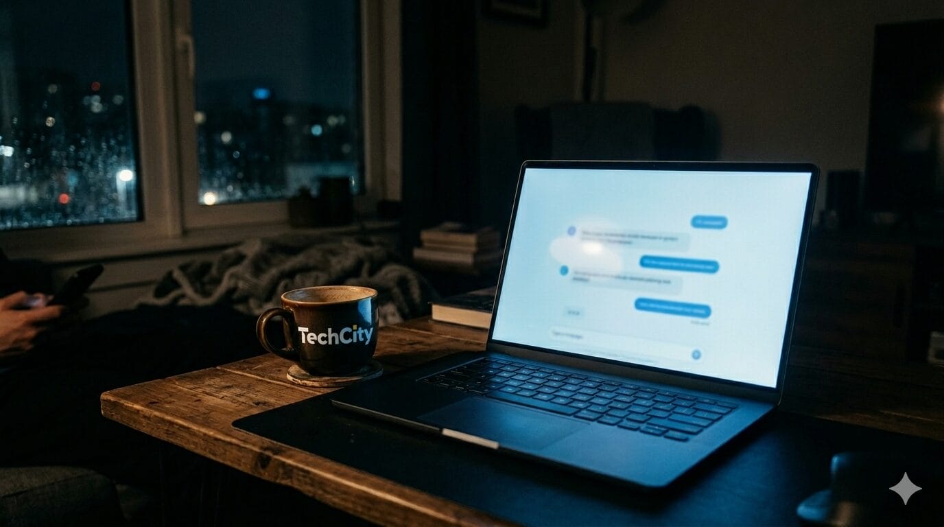 Google Gemini Spark AI agent interface shown on a laptop screen at night with a glowing blue ambient light